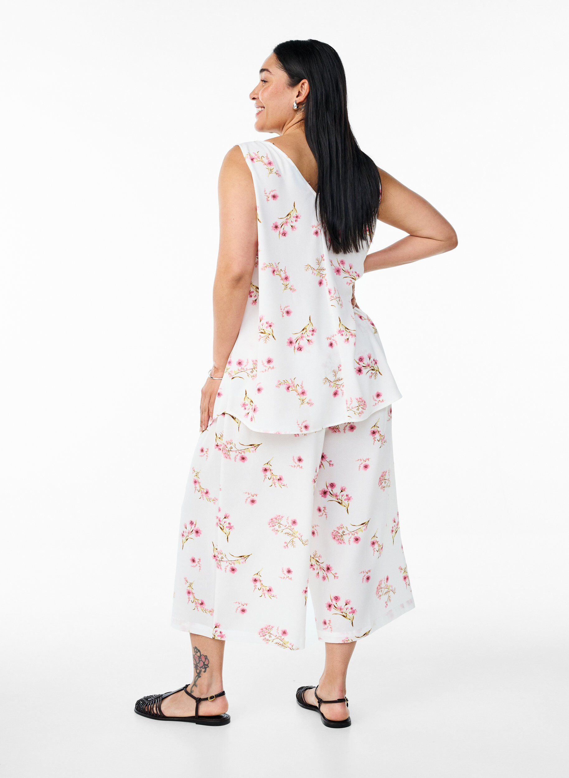 ZizziCulotte broek met print, Wit, Model image number 1