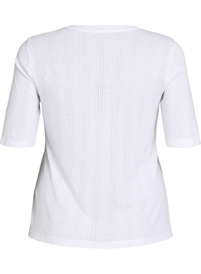 T-shirt en coton avec broderie ajour&eacute;e, Blanc, Packshot image number 1
