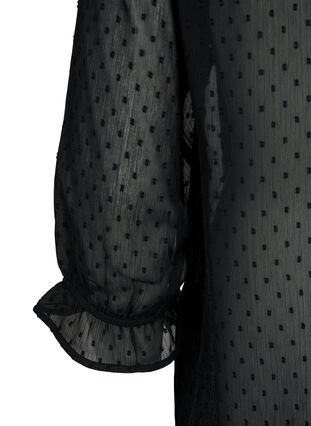 FLASH - Blouse à manches 3/4 et motif texturé, Black, Packshot image number 3