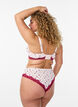 Brazilian slip met bloemenprint en kant, Roze, Model image number 2
