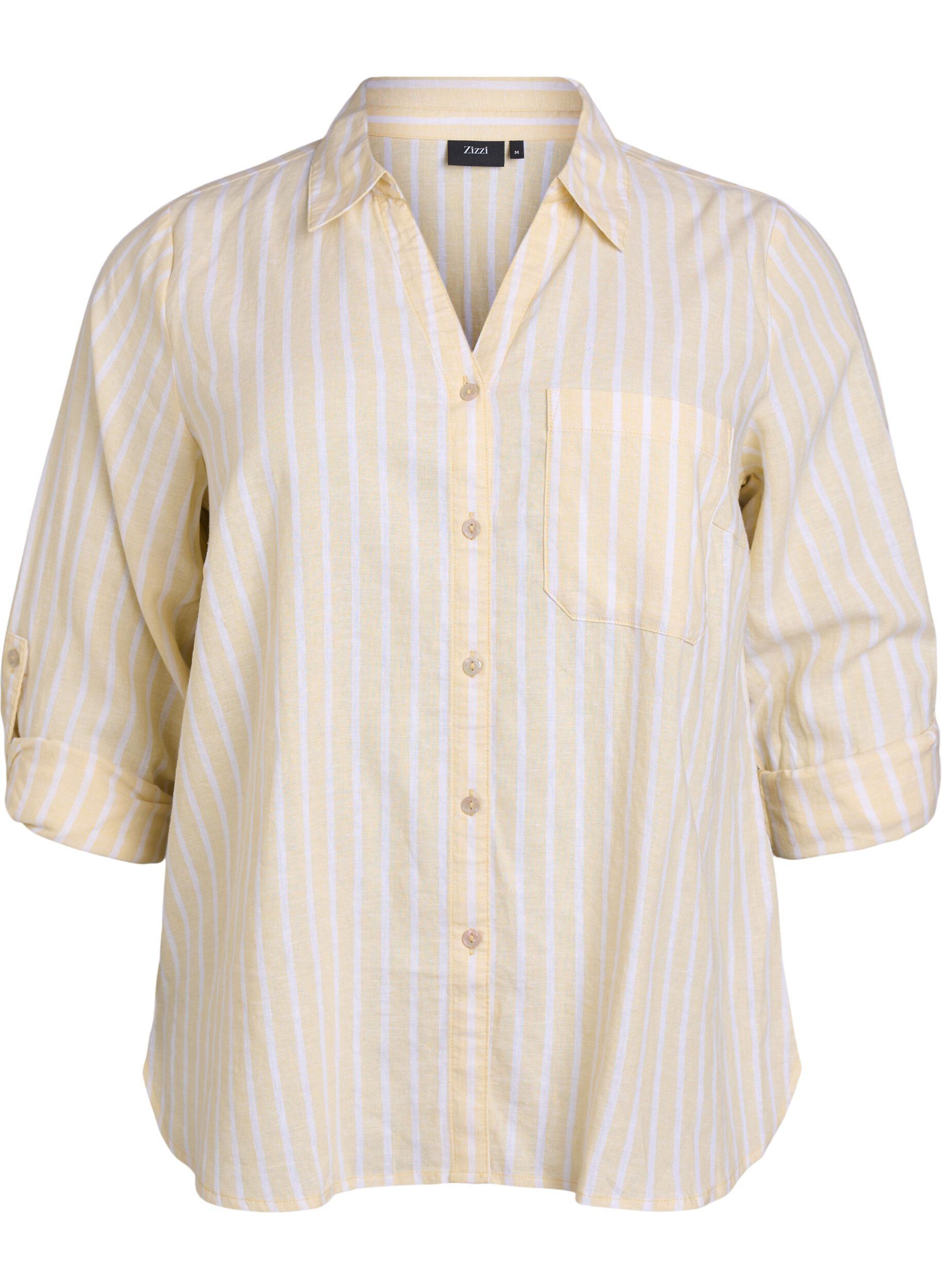 Chemise en lin et viscose avec manches 3/4
