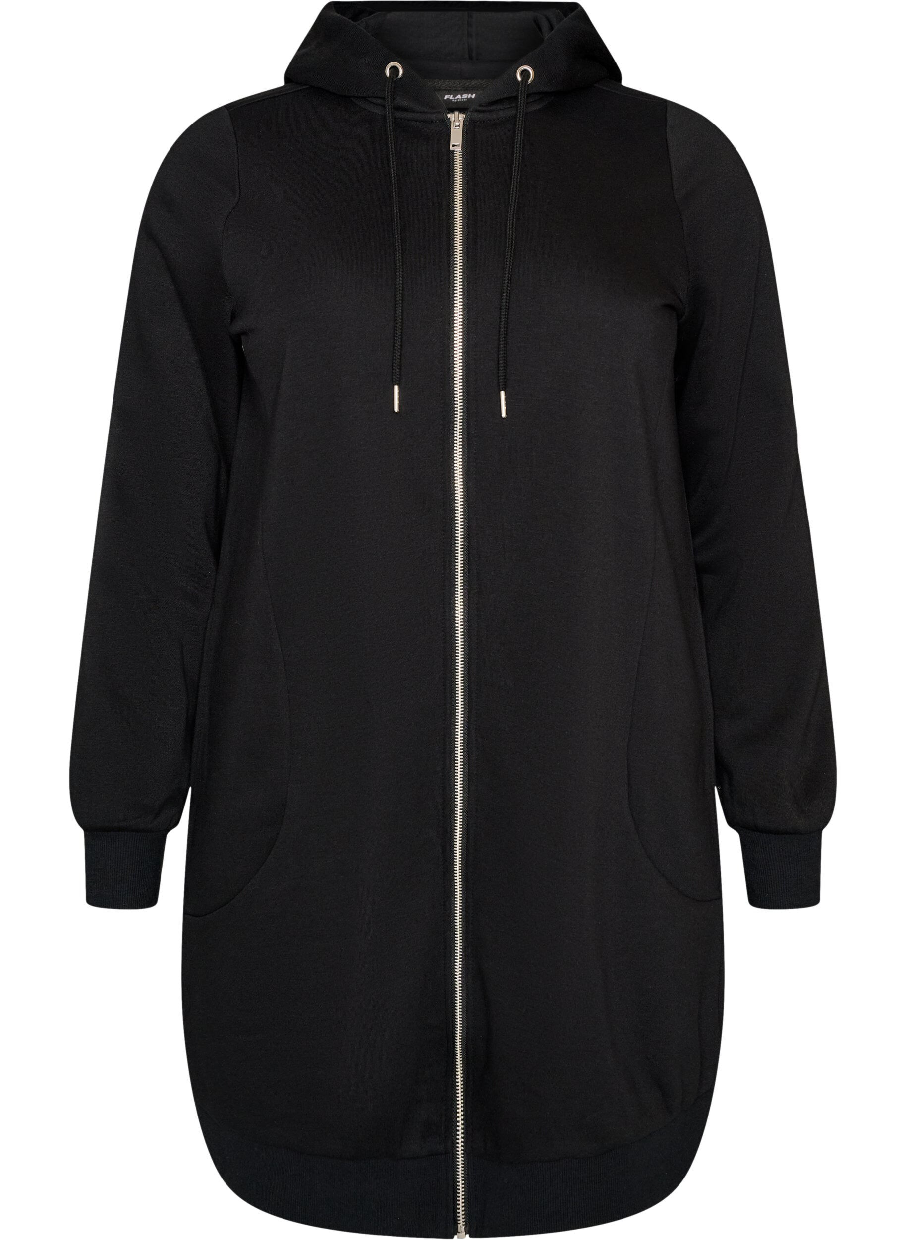 FLASH - Lange hoodie met ritssluiting en zakken