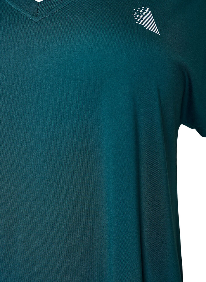 T-shirt d&rsquo;entra&icirc;nement ample avec col en V, Vert fonc&eacute;, Packshot image number 2