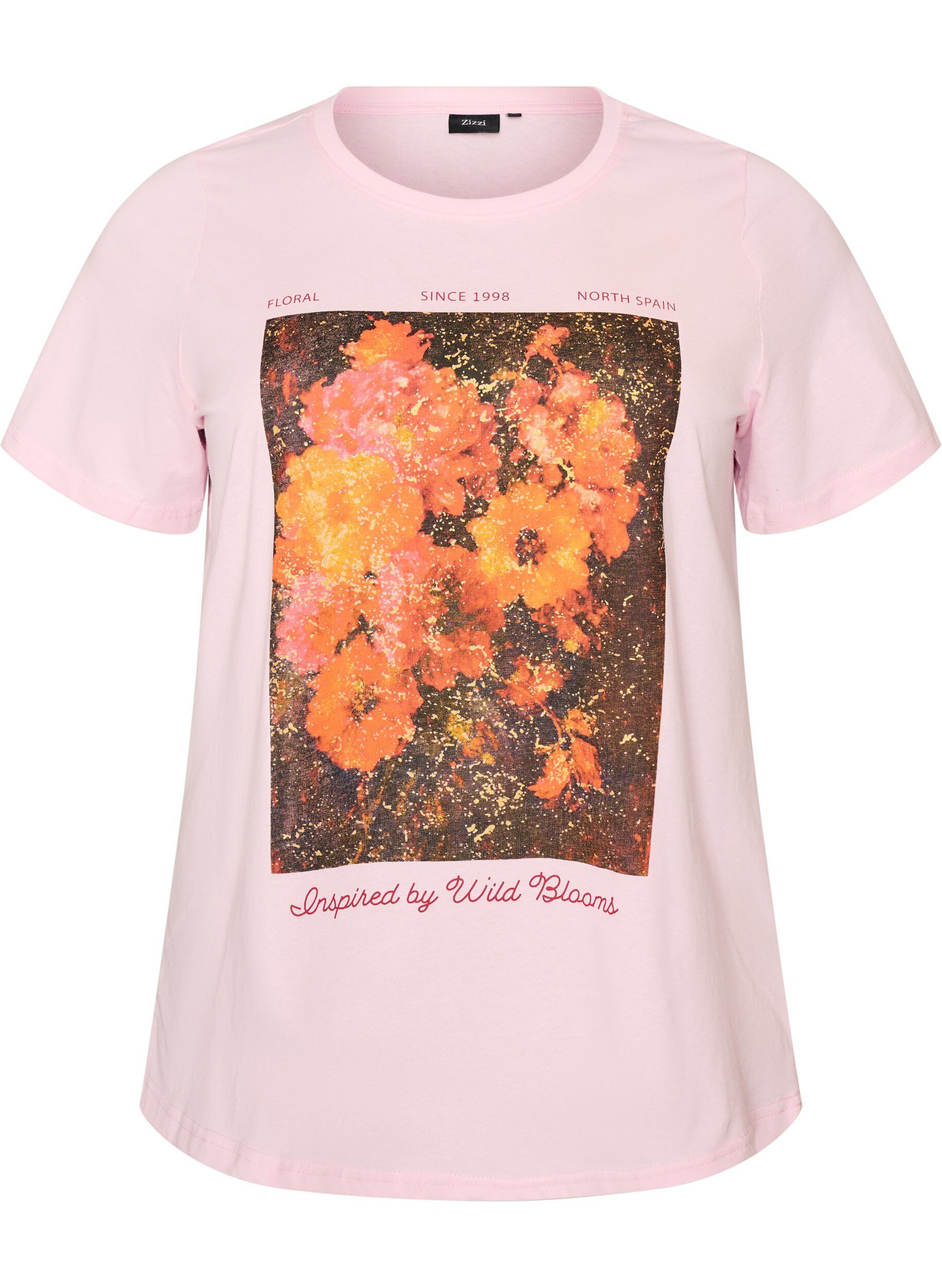 ZizziT-shirt en coton avec imprim&eacute; devant, Rose, Packshot image number 0