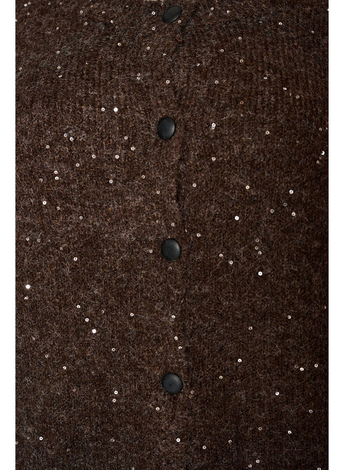 Cardigan met pailletten en knopen, Bruin, Packshot image number 2