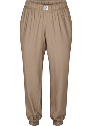 Pantalon ample en viscose avec bord élastiqué et poches, Timber Wolf, Packshot image number 0