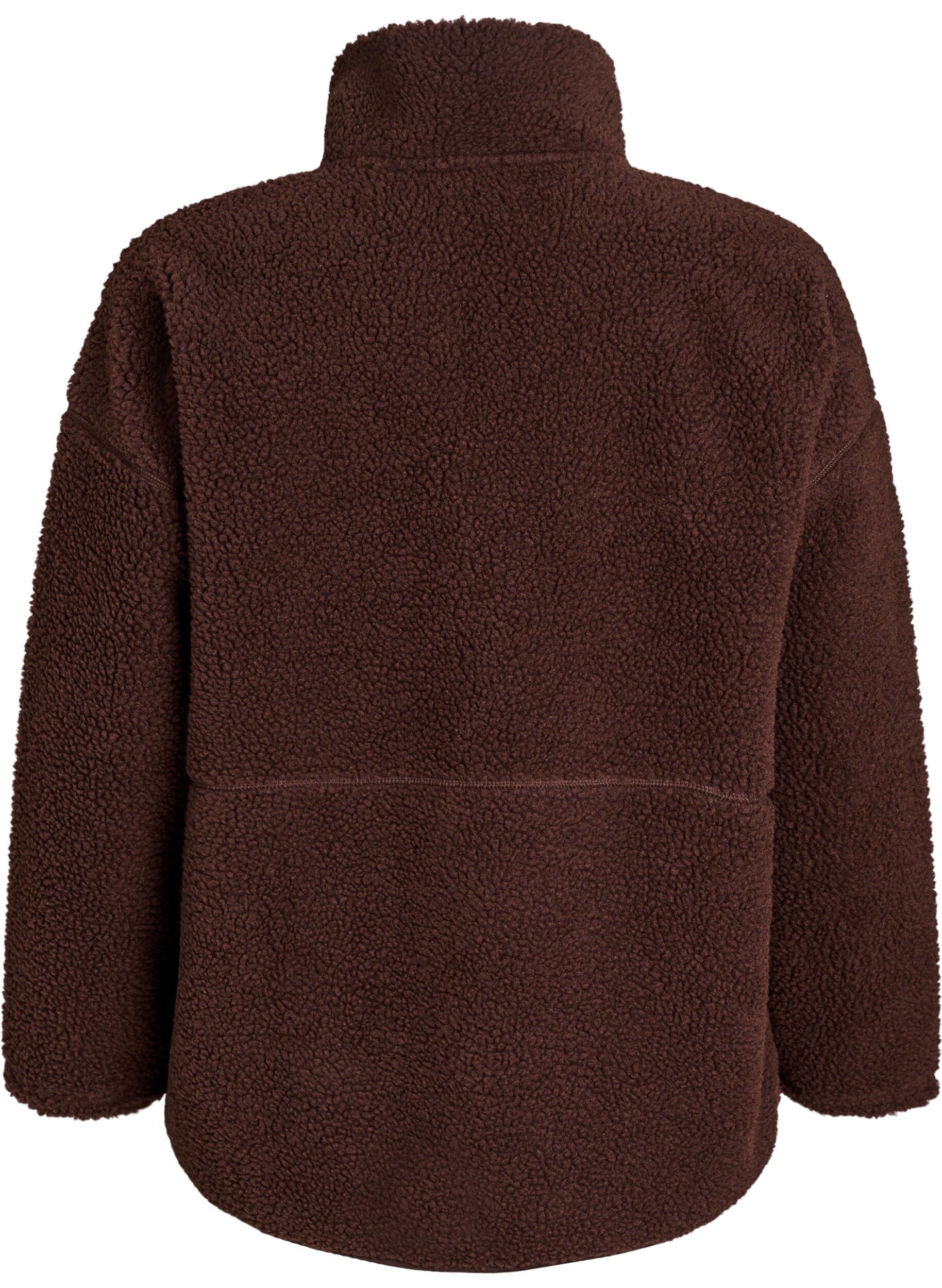 Zizzi Veste teddy sportive zipp&eacute;e, Marron, Packshot image number 1