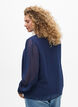 Blouse met doorschijnende mouwen en smockdetails, Blauw, Model image number 2