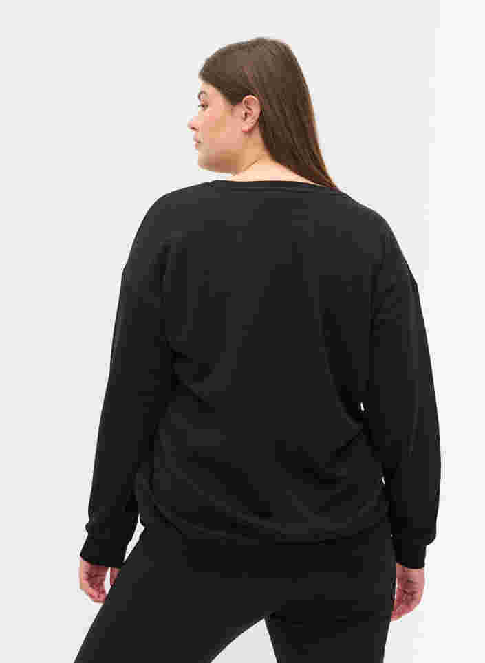 Sweat-shirt à imprimé sportif, Black, Model image number 1