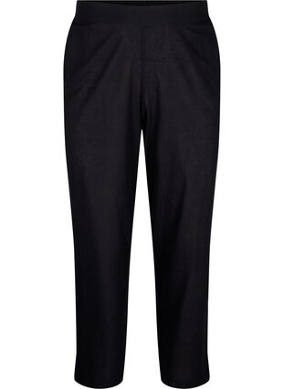 Pantalon ample en lin et coton mélangés, Black, Packshot image number 0