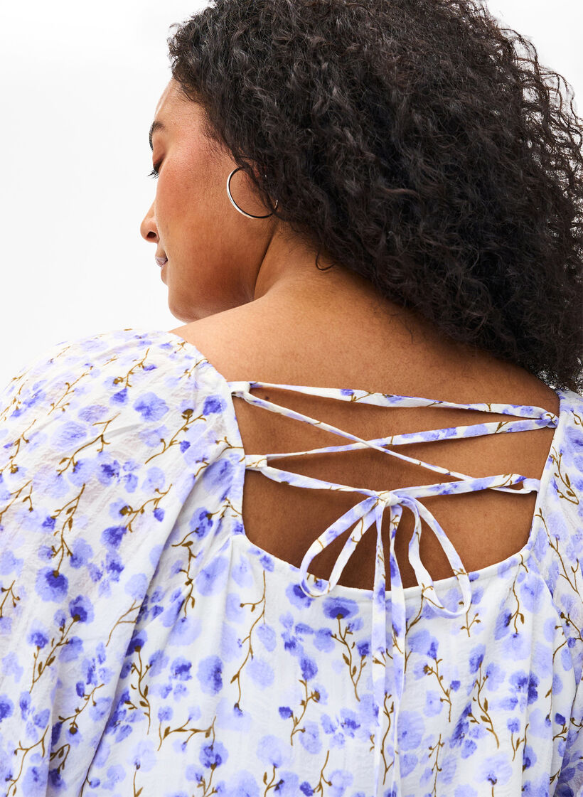 Zomerjurk met bloemenprint en kanten details, Sand Verbena AOP, Model image number 3