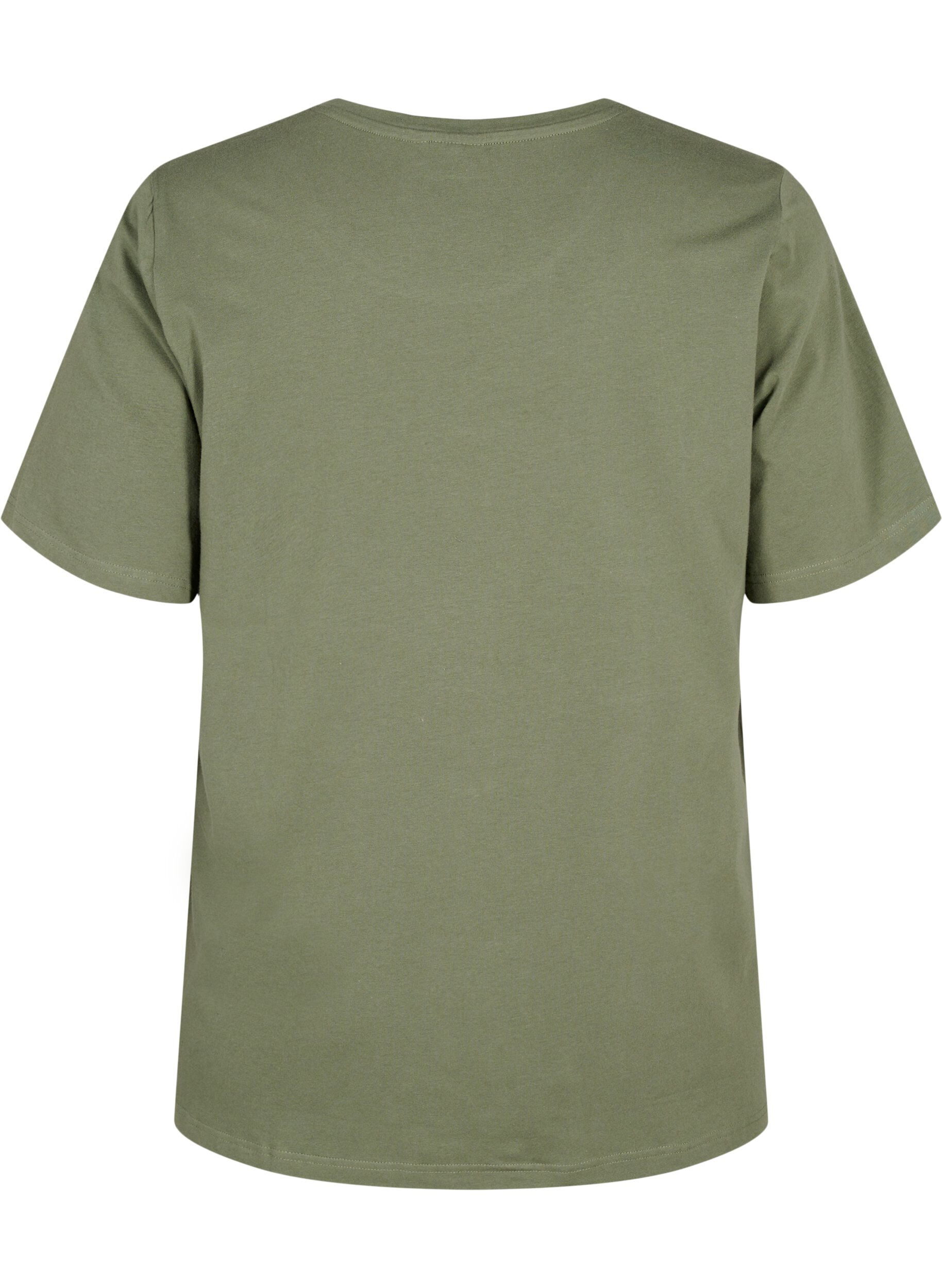 ZizziT-shirt van biologisch katoen met geborduurde details, Thyme, Packshot image number 1