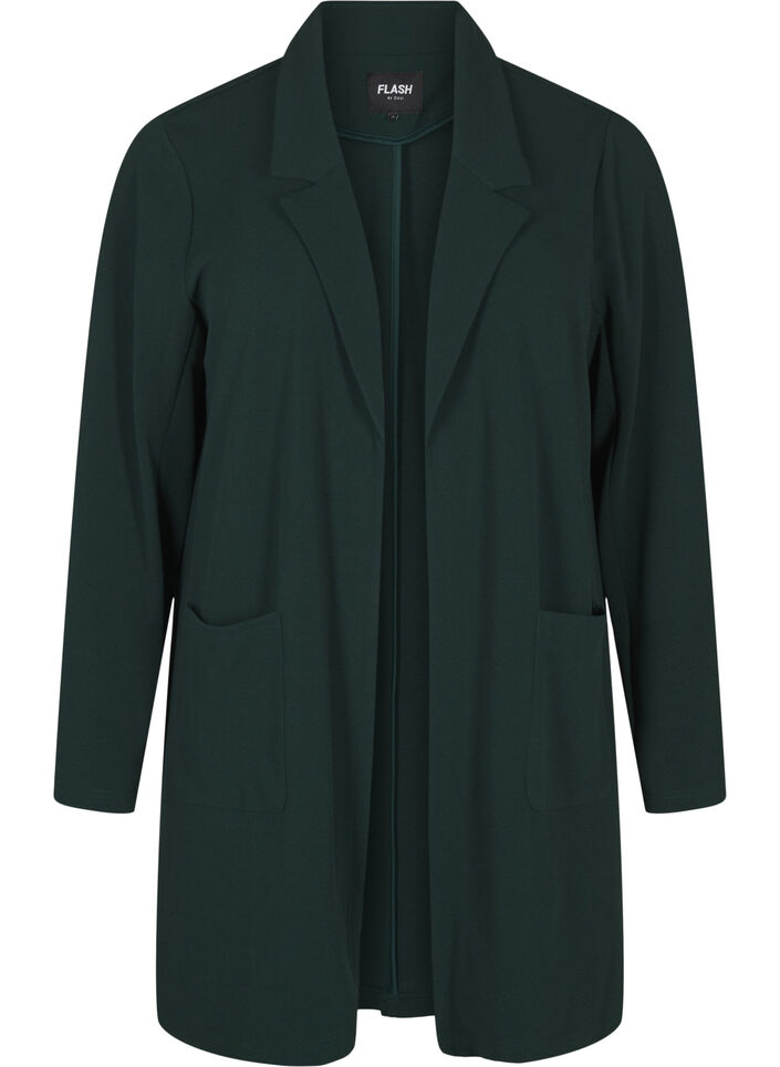 Blazer long avec des poches, Vert fonc&eacute;, Packshot image number 0