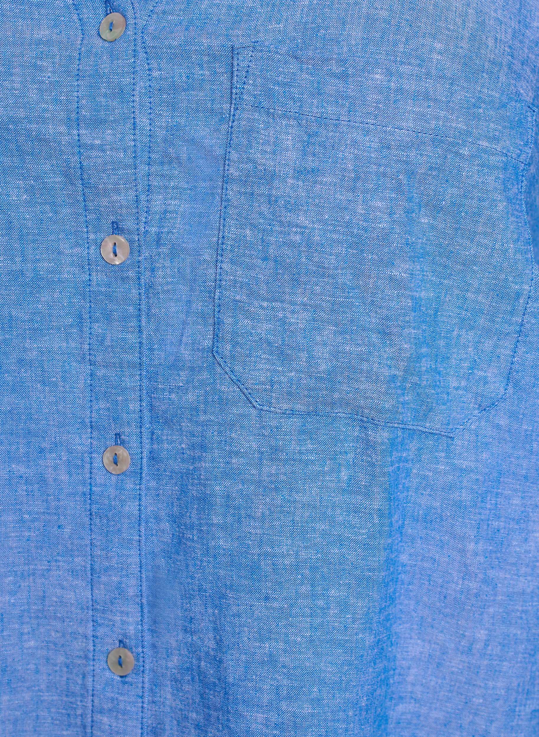 ZizziLinnen en viscose shirt met 3/4 mouwen, Blauw, Packshot image number 3