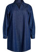 Korte denim jurk met een V-hals en kraag, Blauw, Packshot image number 0