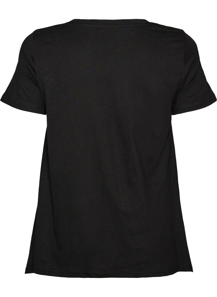T-shirt &agrave; col rond et coupe &eacute;vas&eacute;e, Noir, Packshot image number 1