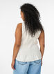 Top sans manches en coton et lin avec smocks, Vanille, Model image number 2