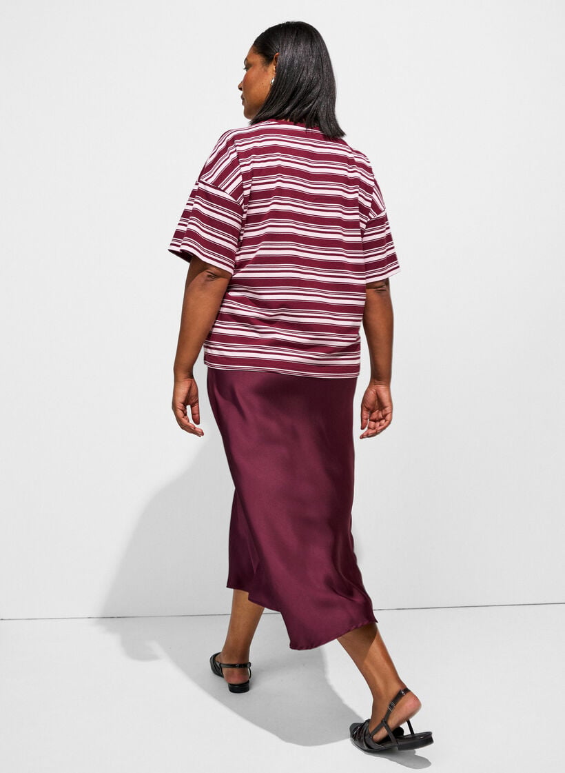 Jupe midi en satin, Bordeaux, Model image number 1