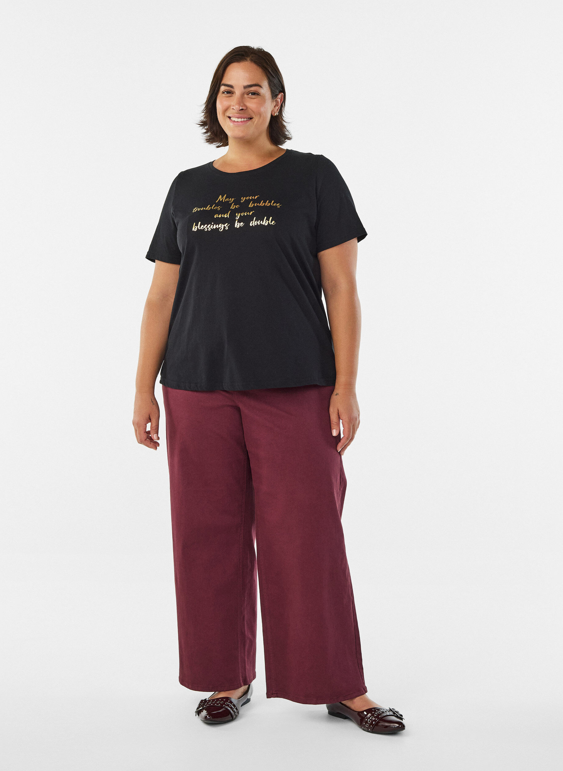 ZizziFLASH - T-shirt met motief, Zwart, Model image number 1