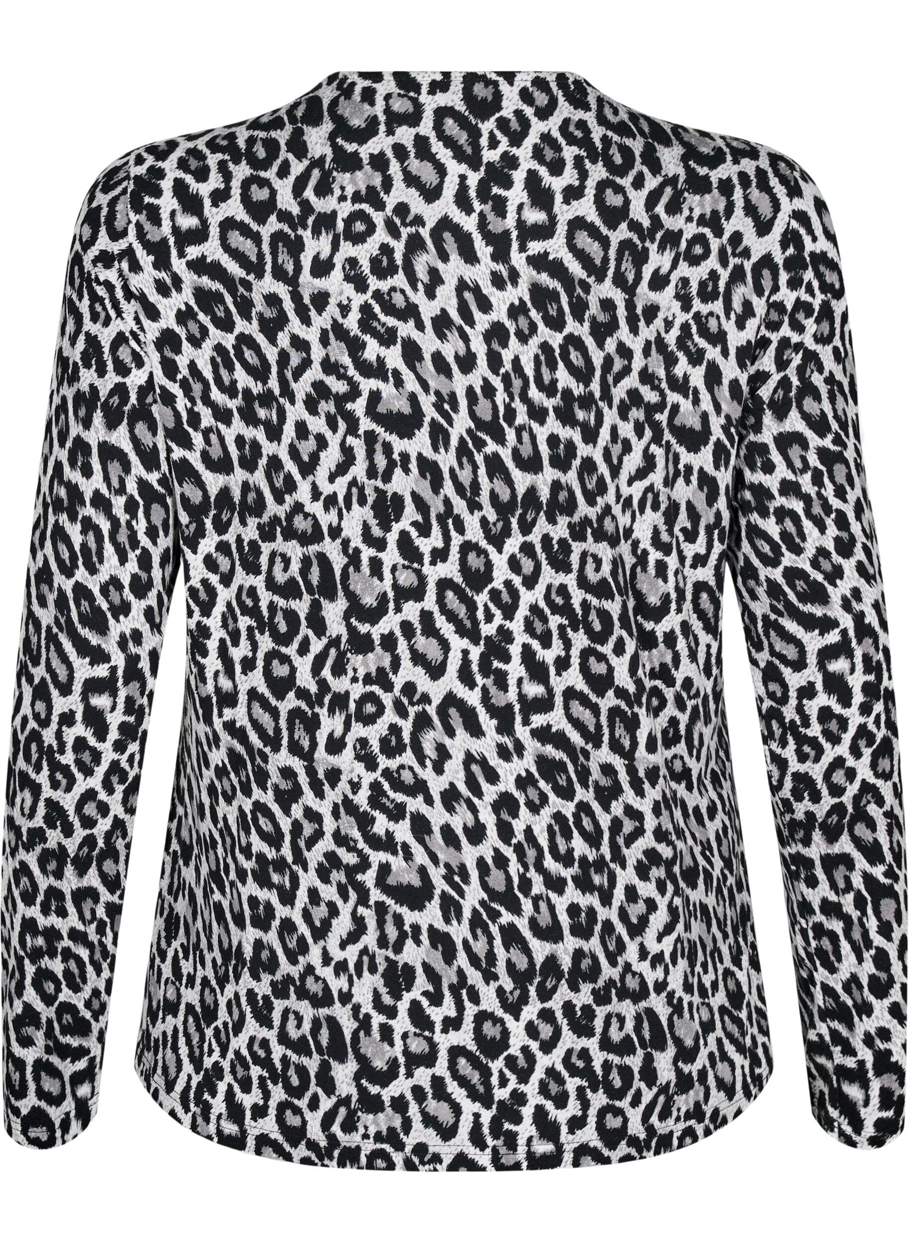 ZizziGestreepte blouse met lange mouwen, Grijs, Packshot image number 1