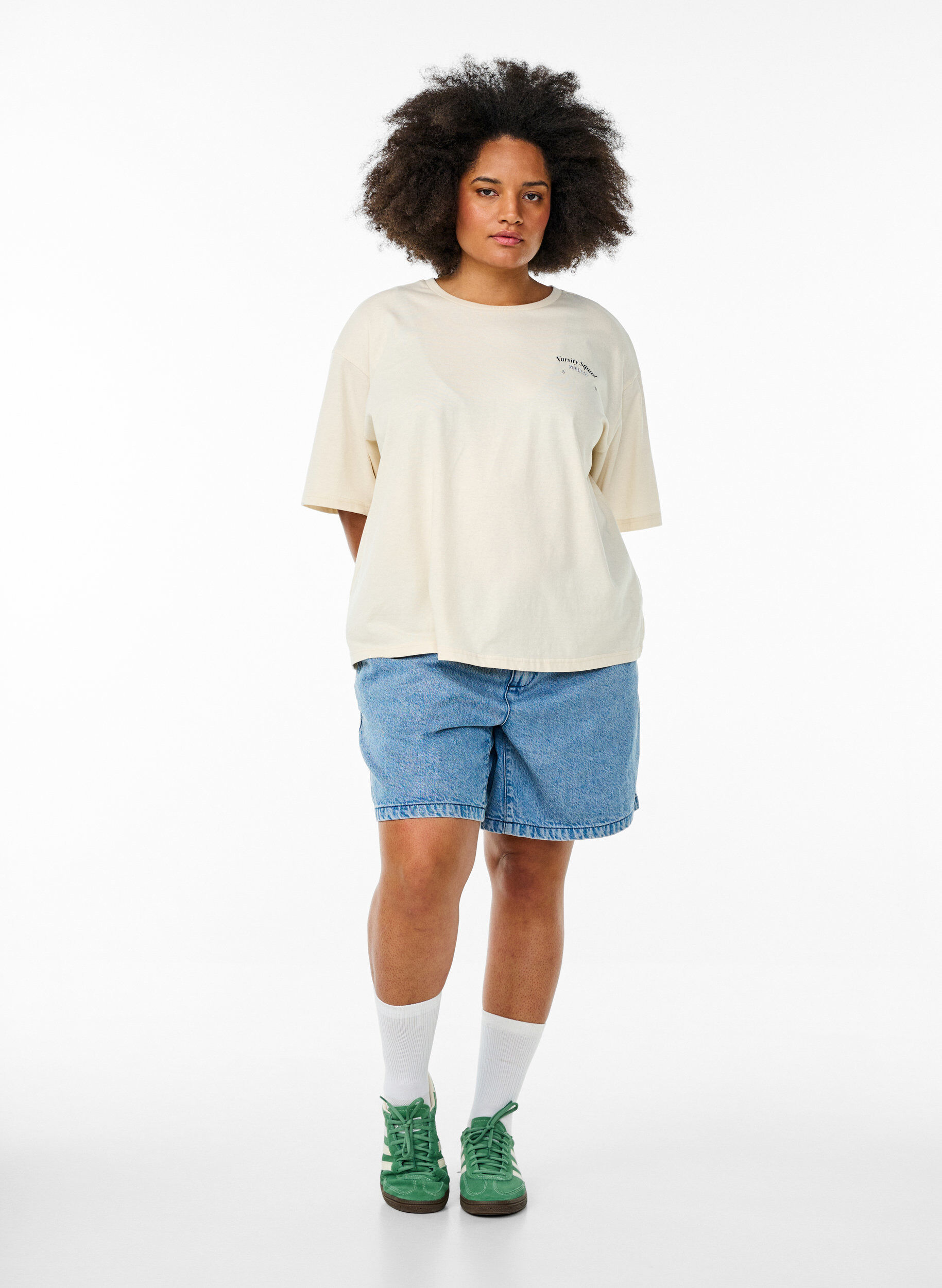 ZizziOversized T-shirt met rugprint, Beige, Model image number 1