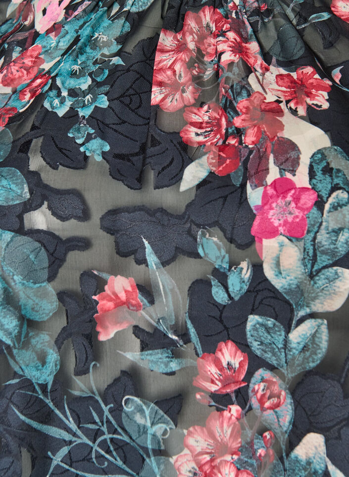 Blouse fleurie &agrave; la texture tiss&eacute;e, Noir, Packshot image number 2