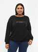 Sweat-shirt avec impression de texte, Black, Model image number 0