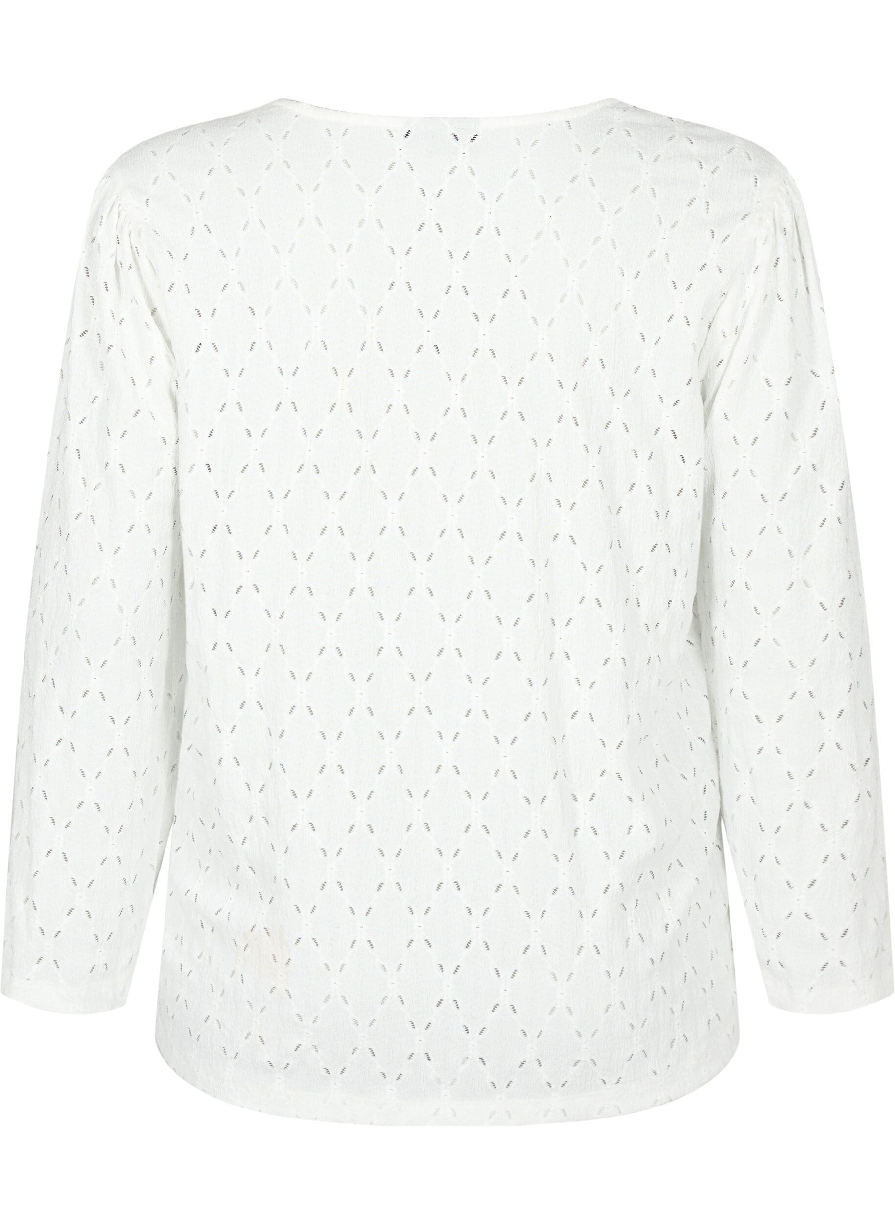 ZizziBlouse met V-hals en gaatjespatroon, Off White, Packshot image number 1