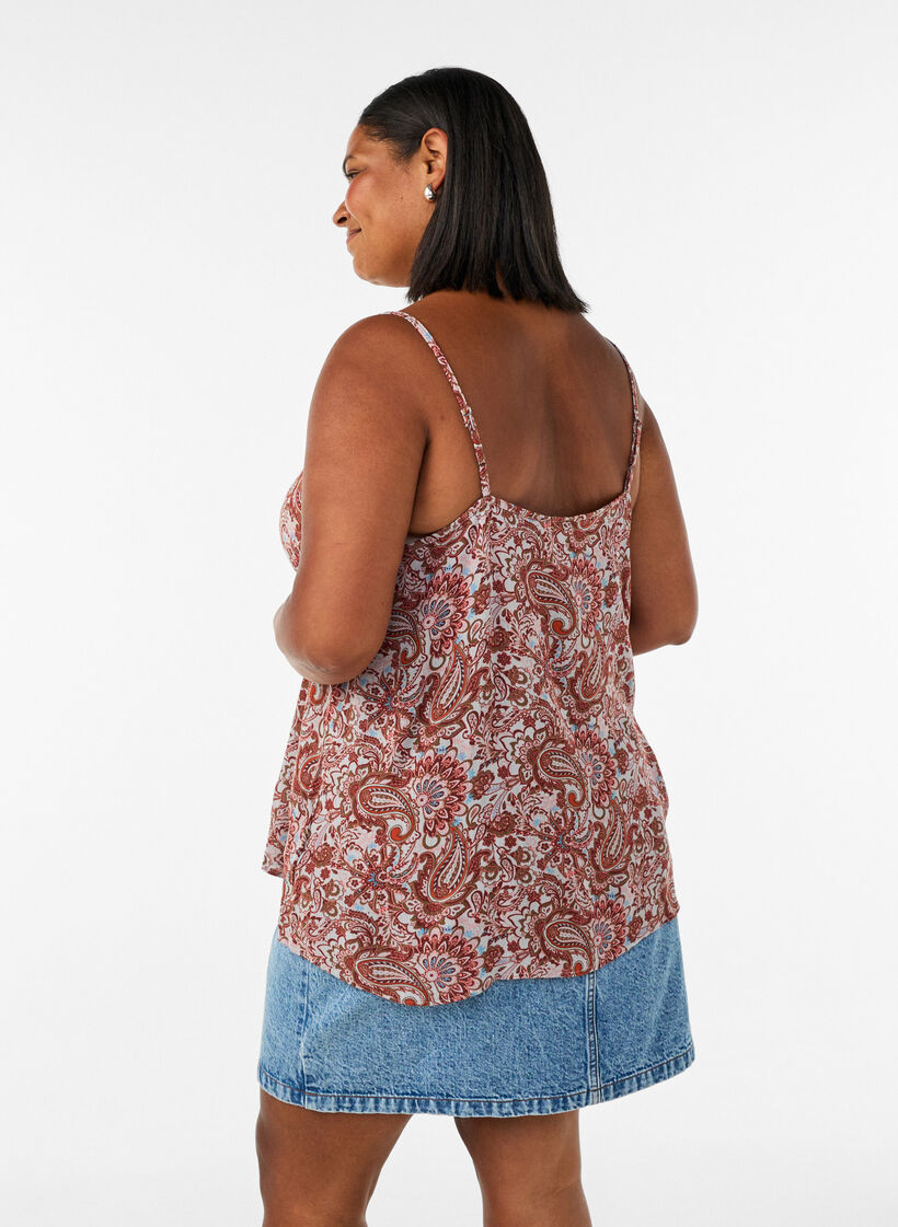 Strap top in viscose, Roze, Model image number 2