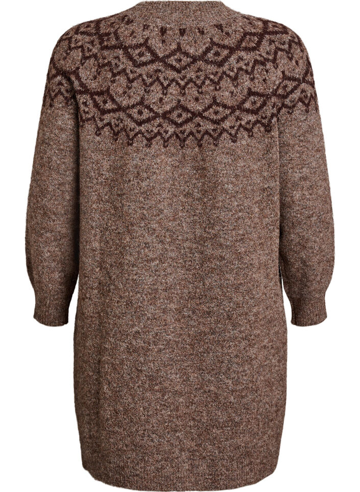 Robe en maille avec motif jacquard, Marron, Packshot image number 1