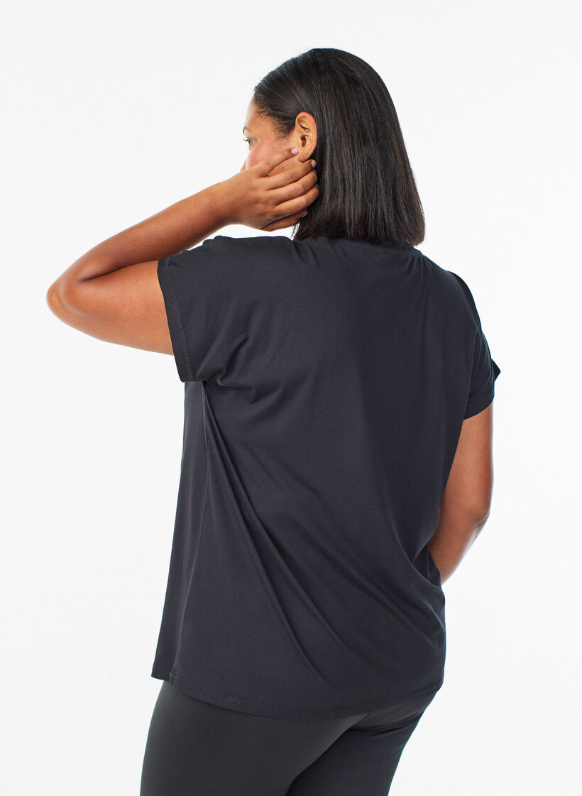 T-shirt de sport couleur unie, Noir, Model