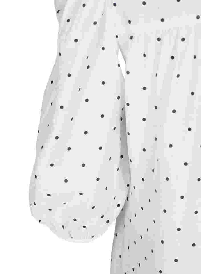 Gestippelde blouse met 3/4 mouwen in viscose, White Dot, Packshot image number 3
