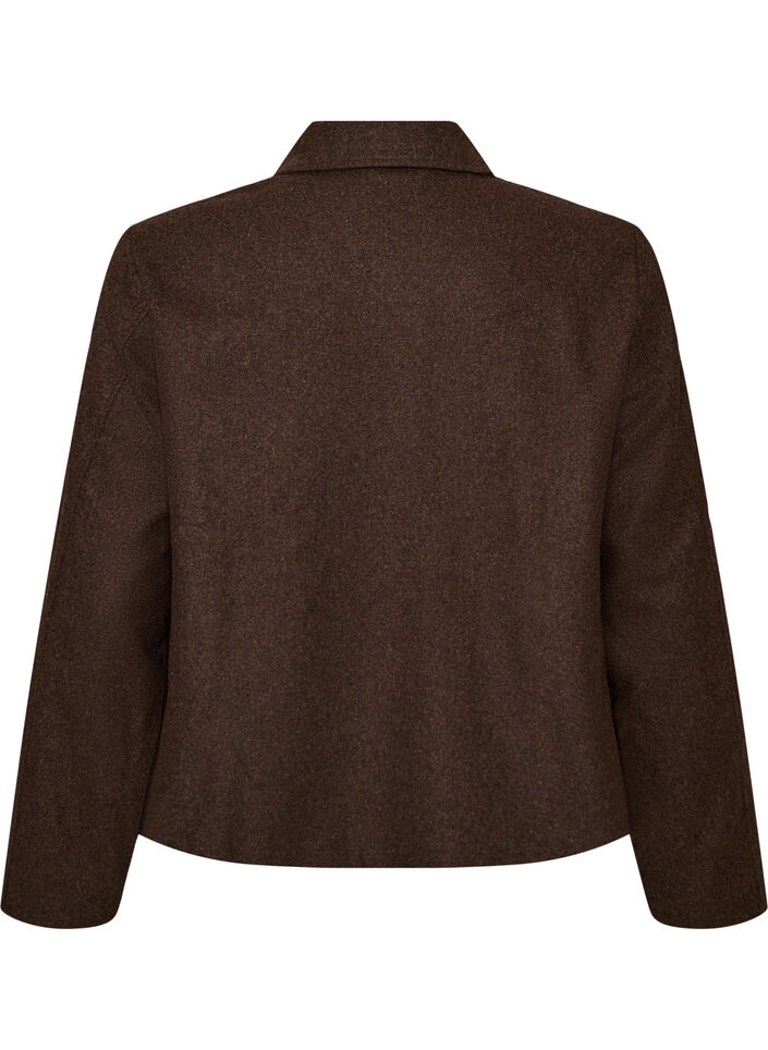 Korte jas met overhemdkraag en ritssluiting, Bruin, Packshot image number 1