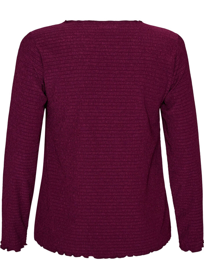 Blouse textur&eacute;e avec bords ondul&eacute;s, Violet, Packshot image number 1