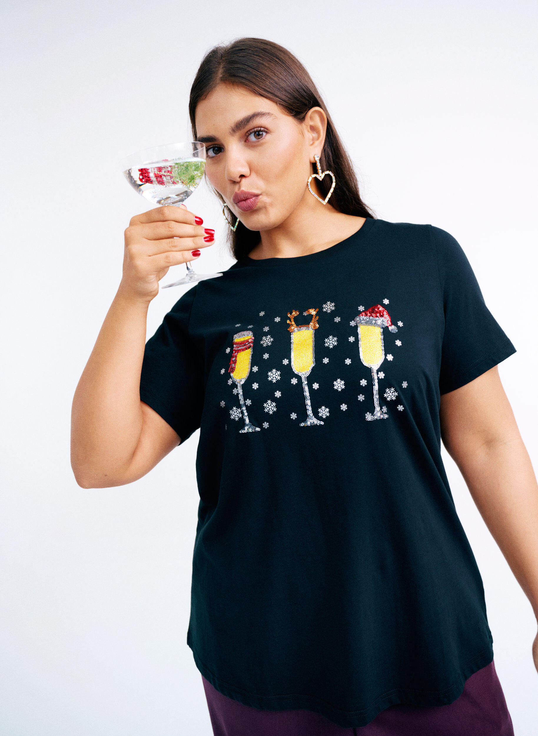 ZizziT-shirt de No&euml;l en coton bio, Noir, Image image number 0