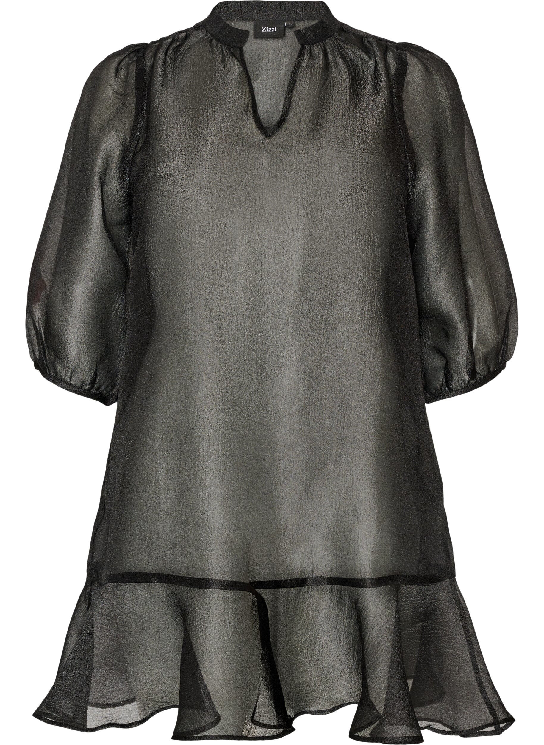 Robe courte en organza avec ourlet &agrave; volants