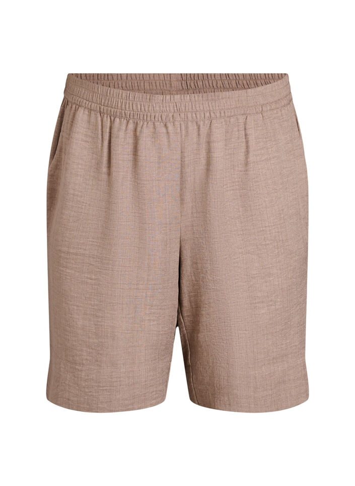 Korte broek met zakken en hoge taille, Bruin, Packshot image number 0