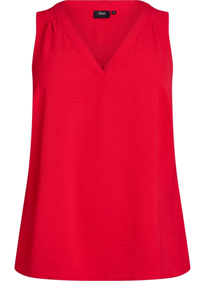 Haut sans manches effet froiss&eacute;, Rouge, Packshot image number 0