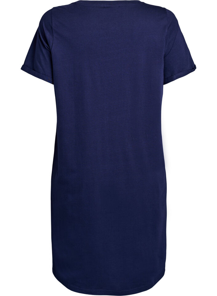 Chemise de nuit &agrave; manches courtes en coton biologique, Bleu, Packshot image number 1