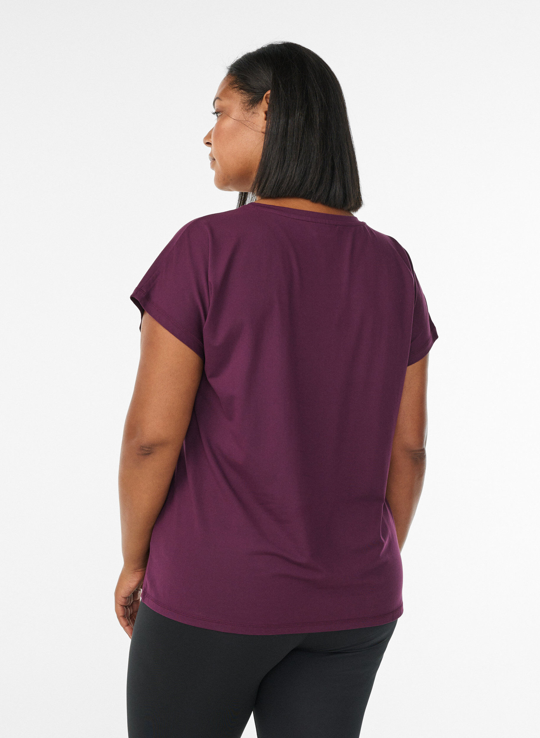 ZizziT-shirt de sport couleur unie, Violet, Model image number 2