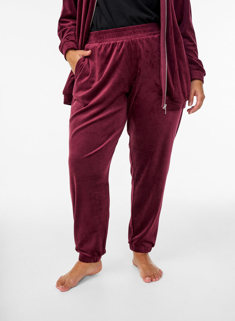 Pantalon ample en velours, Bordeaux, Model image number 2
