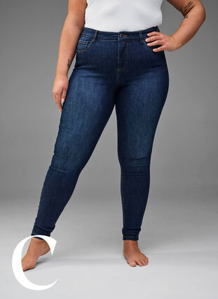 Super smalle jeans met hoge taille, Dark Blue, Model image number 6