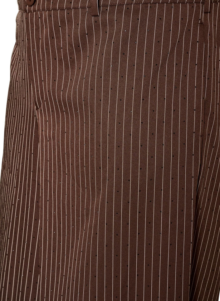Pantalon coupe amples &agrave; rayures tennis avec strass, Marron, Packshot image number 2