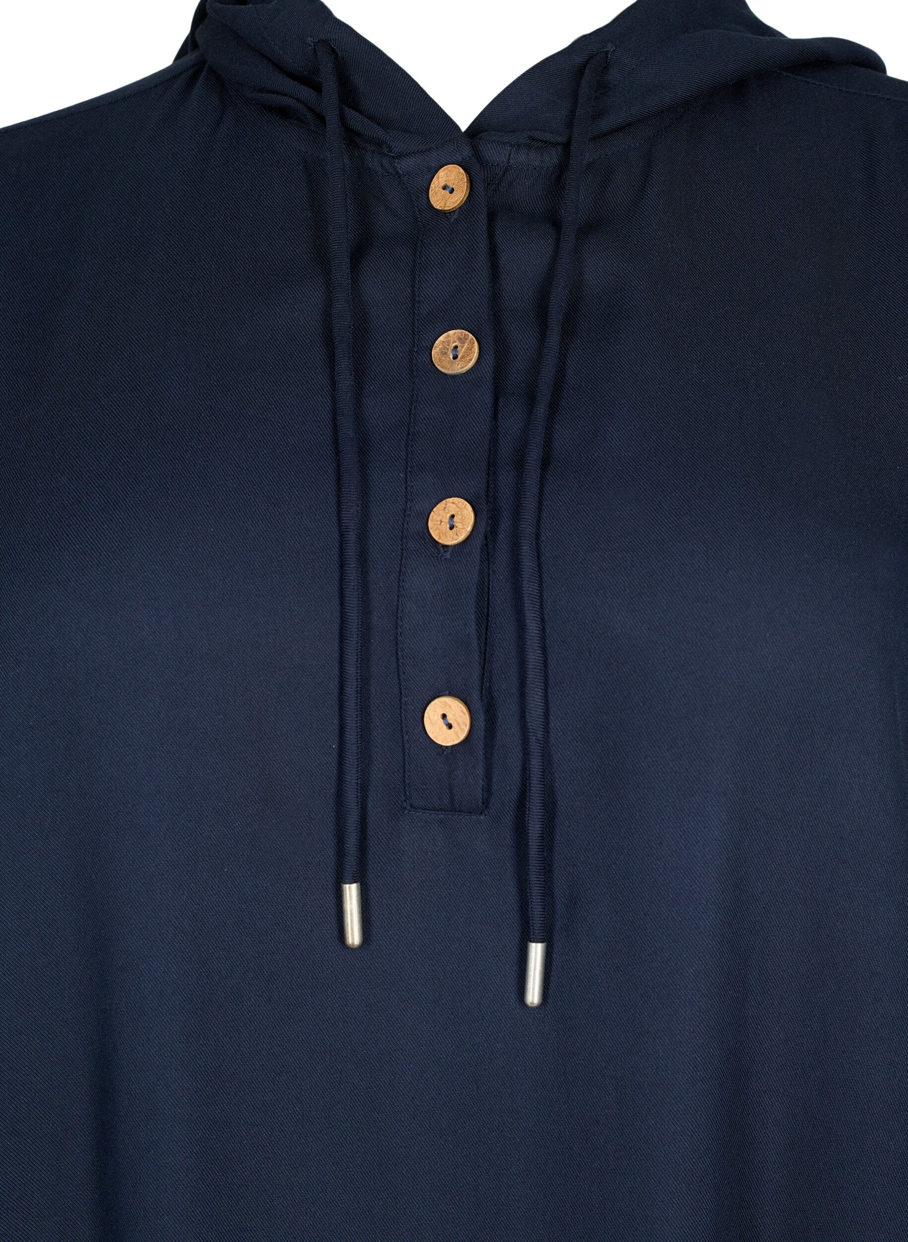 Zizzi Tunique en viscose avec capuche, Navy Blazer, Packshot image number 2