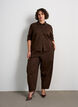 Jean barrel avec taille haute et ceinture &eacute;lastique, Marron, Model image number 0