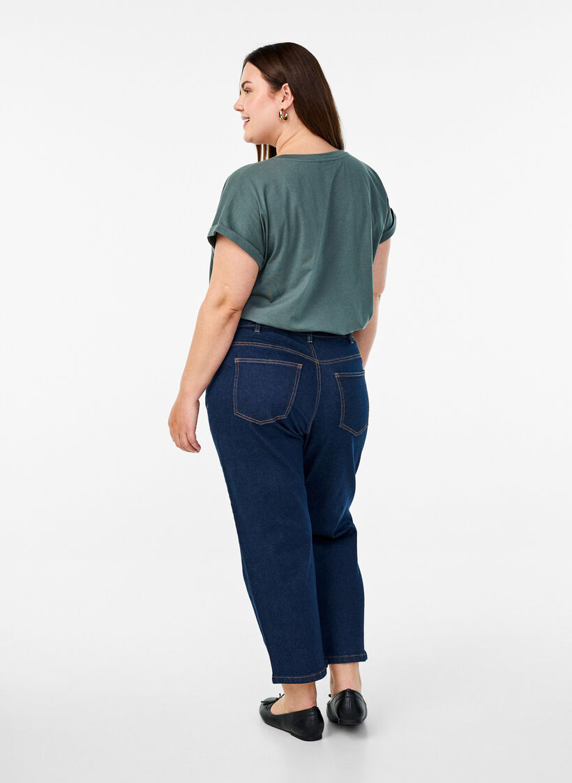 Gecropte Vera jeans met een straight-fit, Unwashed, Model image number 1
