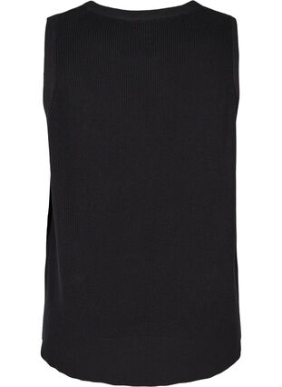 Gilet tricoté simple avec col rond, Black, Packshot image number 1
