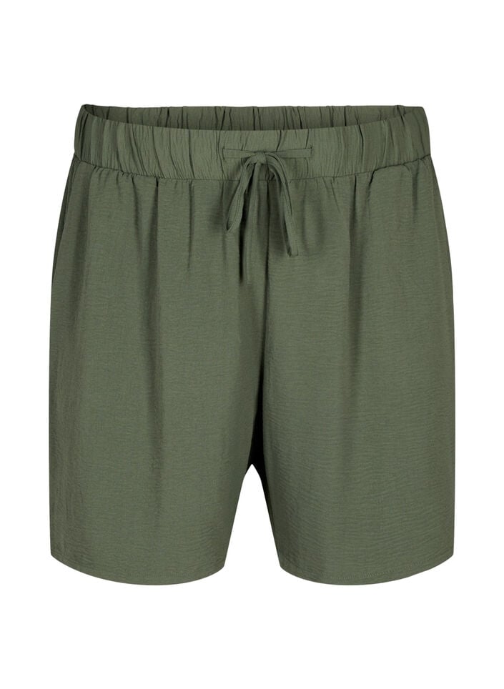 Korte broek met zakken en elastische tailleband, Groen, Packshot image number 0