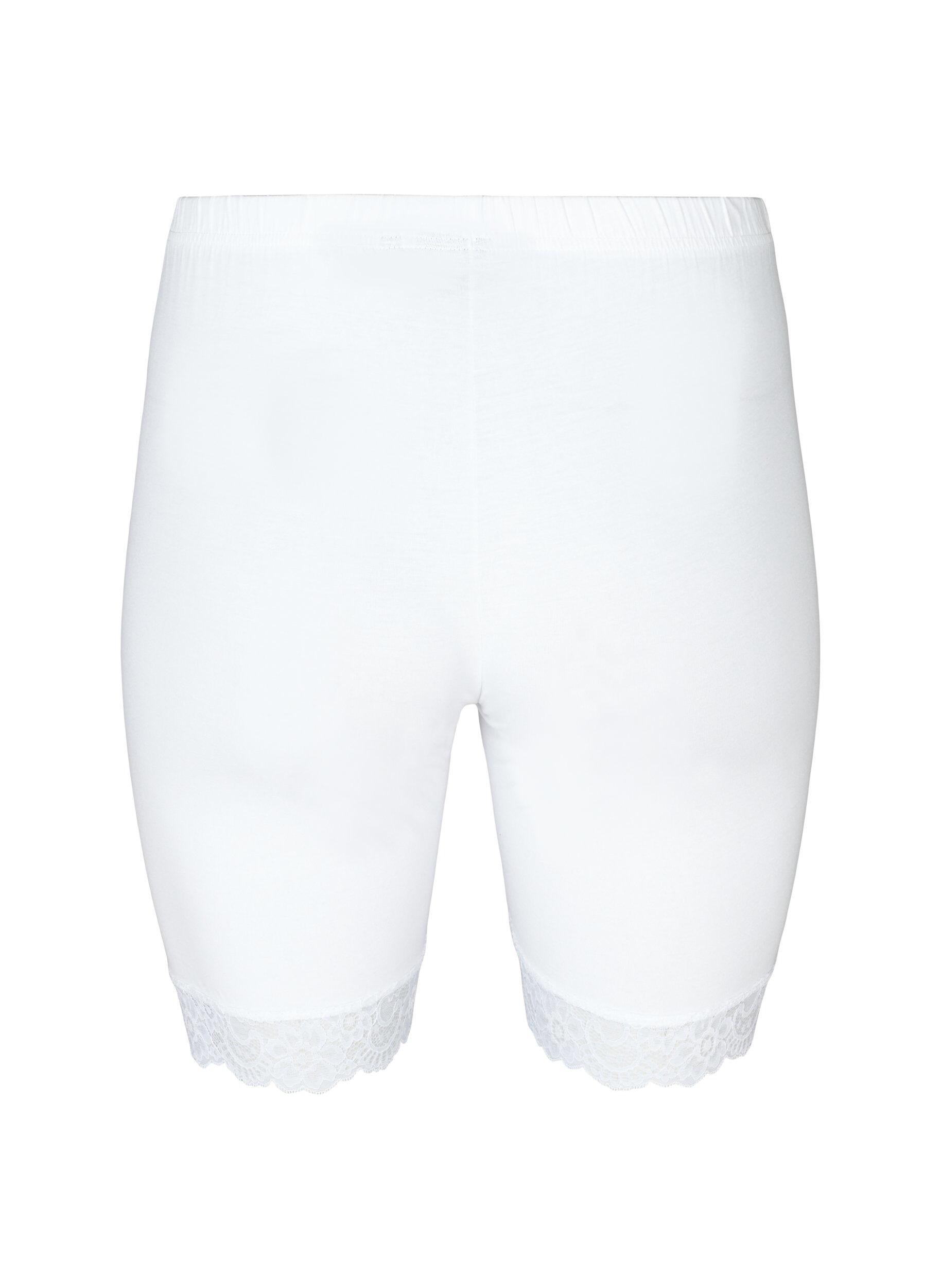 Zizzi Short de cyclisme avec bordure en dentelle, Blanc, Packshot image number 1