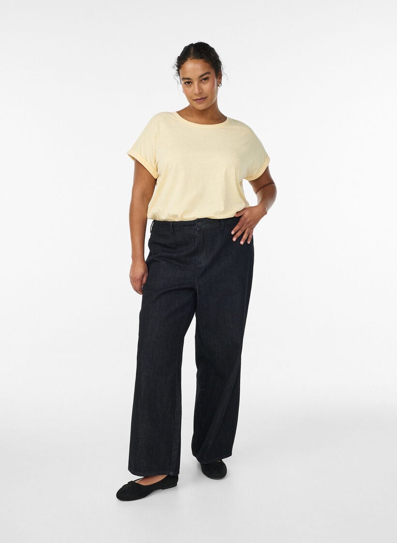 T-shirt m&eacute;lang&eacute; &agrave; manches courtes, Jaune clair, Model image number 1